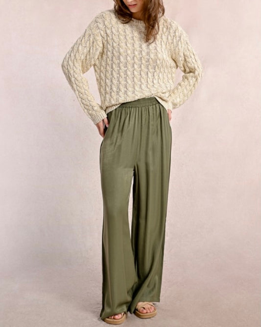 High-waisted fluid pants
