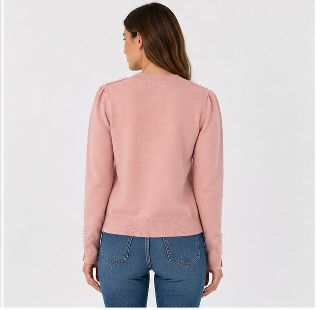 Maglia dritta con dettaglio perline E1798EN