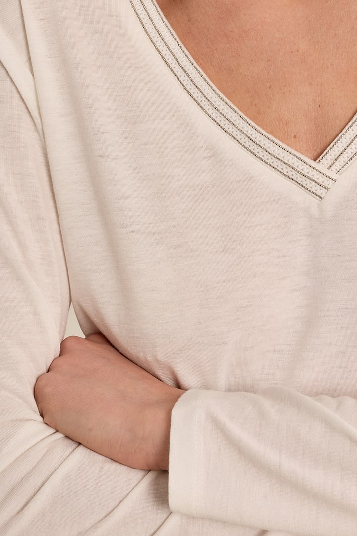 T-shirt a maniche lunghe con scollo a V