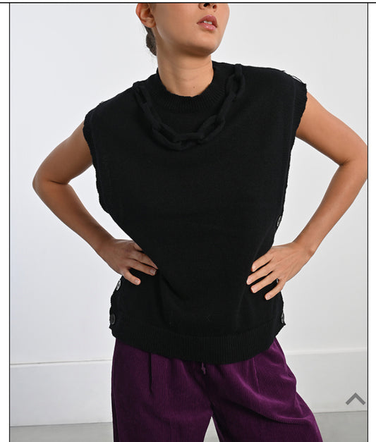Gilet con catenella in maglia