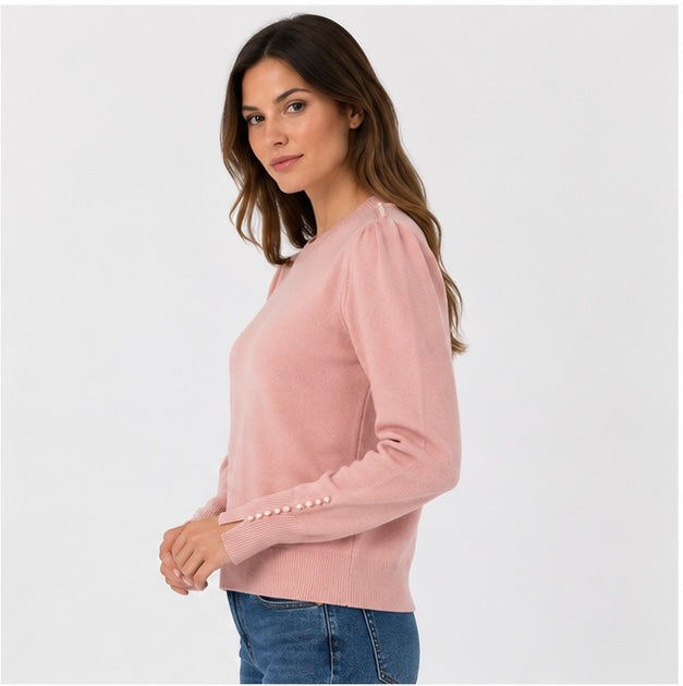 Maglia dritta con dettaglio perline E1798EN