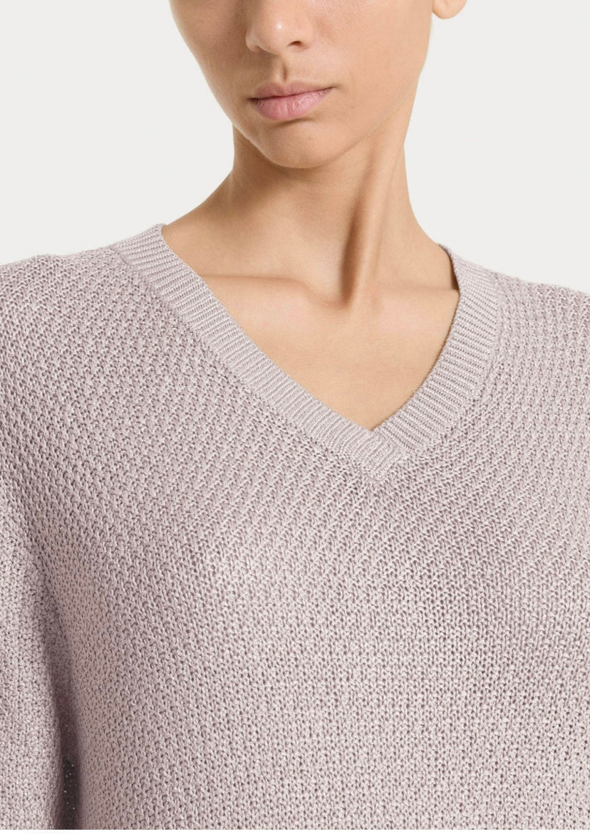 Maglia con scollo a V in Lurex Rice Stitch ds02m2