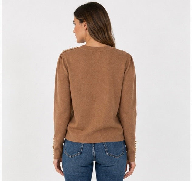 Maglia dritta con dettaglio perline E1798EN