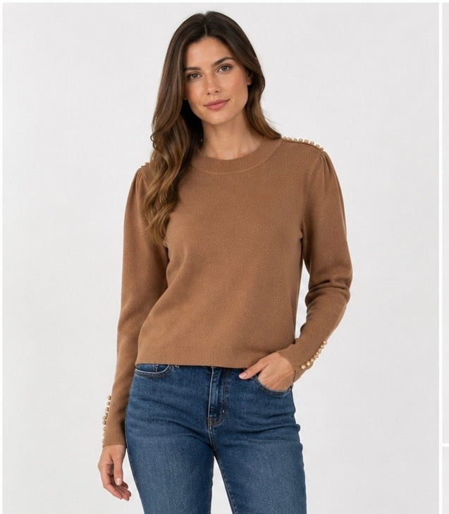 Maglia dritta con dettaglio perline E1798EN