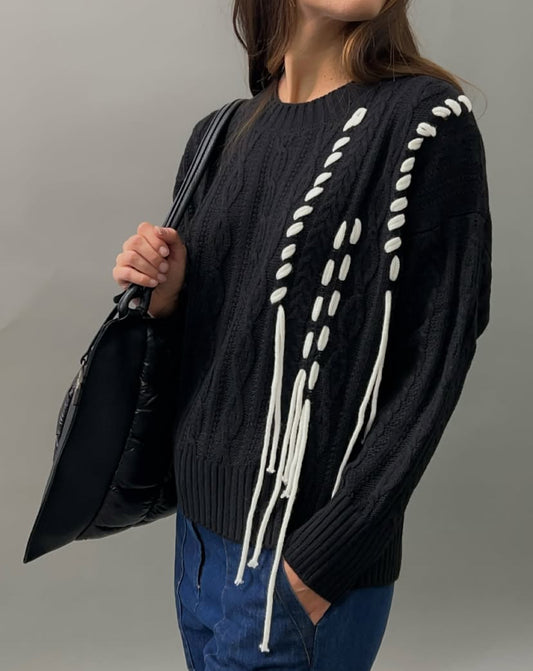 Maglia trecce inserti