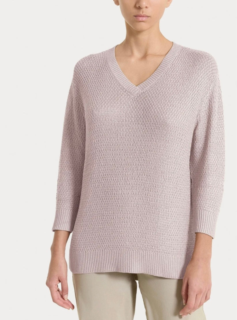 Maglia con scollo a V in Lurex Rice Stitch ds02m2