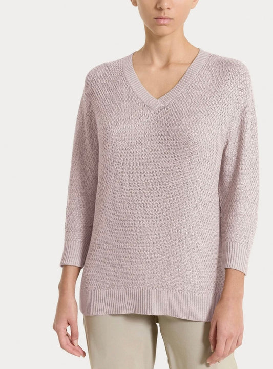 Maglia con scollo a V in Lurex Rice Stitch ds02m2