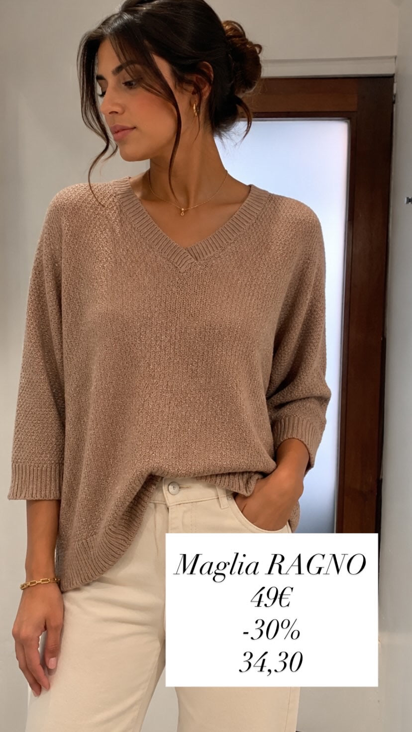 Maglia con scollo a V in Lurex Rice Stitch ds02m2