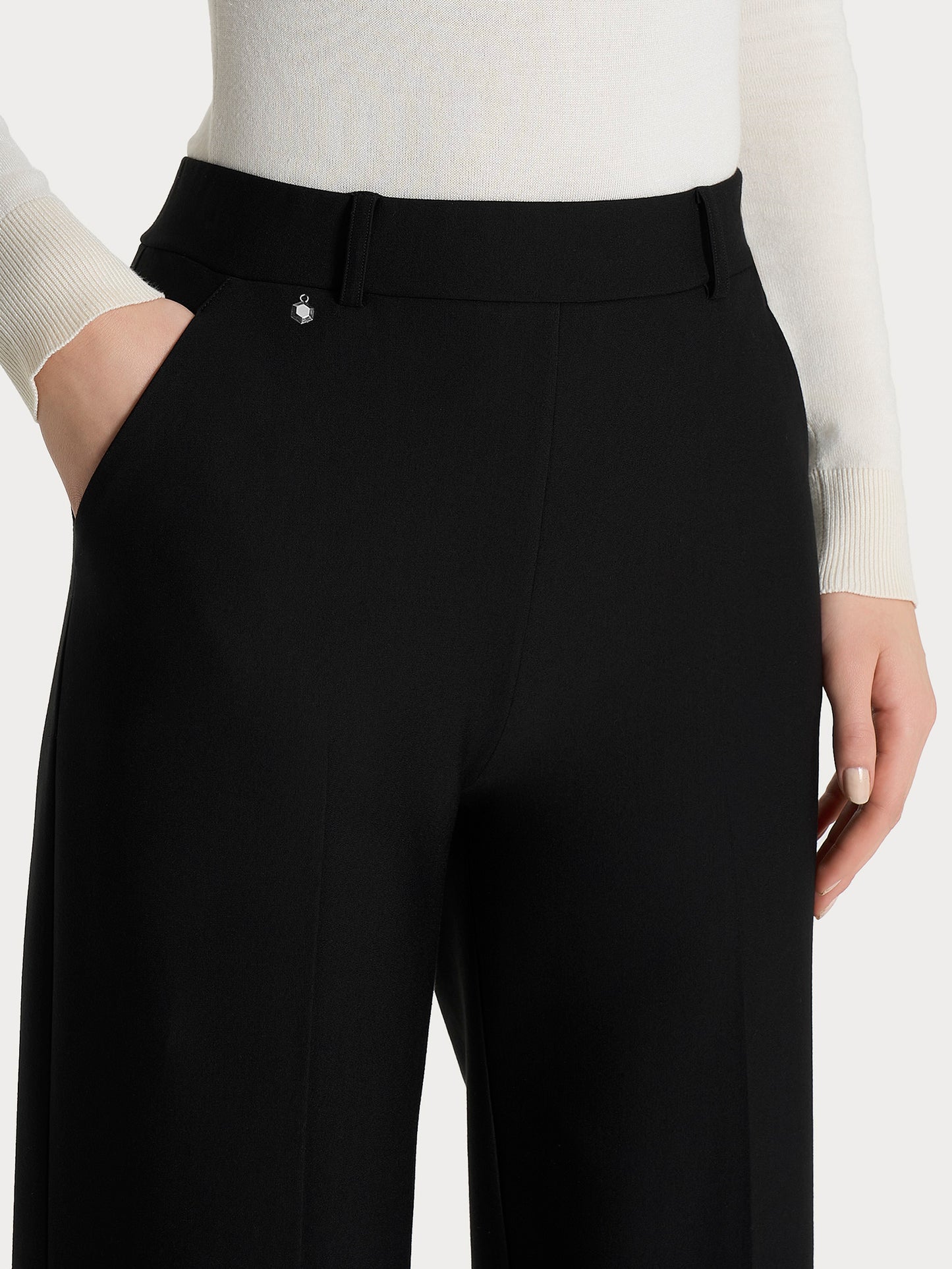 Pantalone a palazzo con tasche in Compact DL20PA