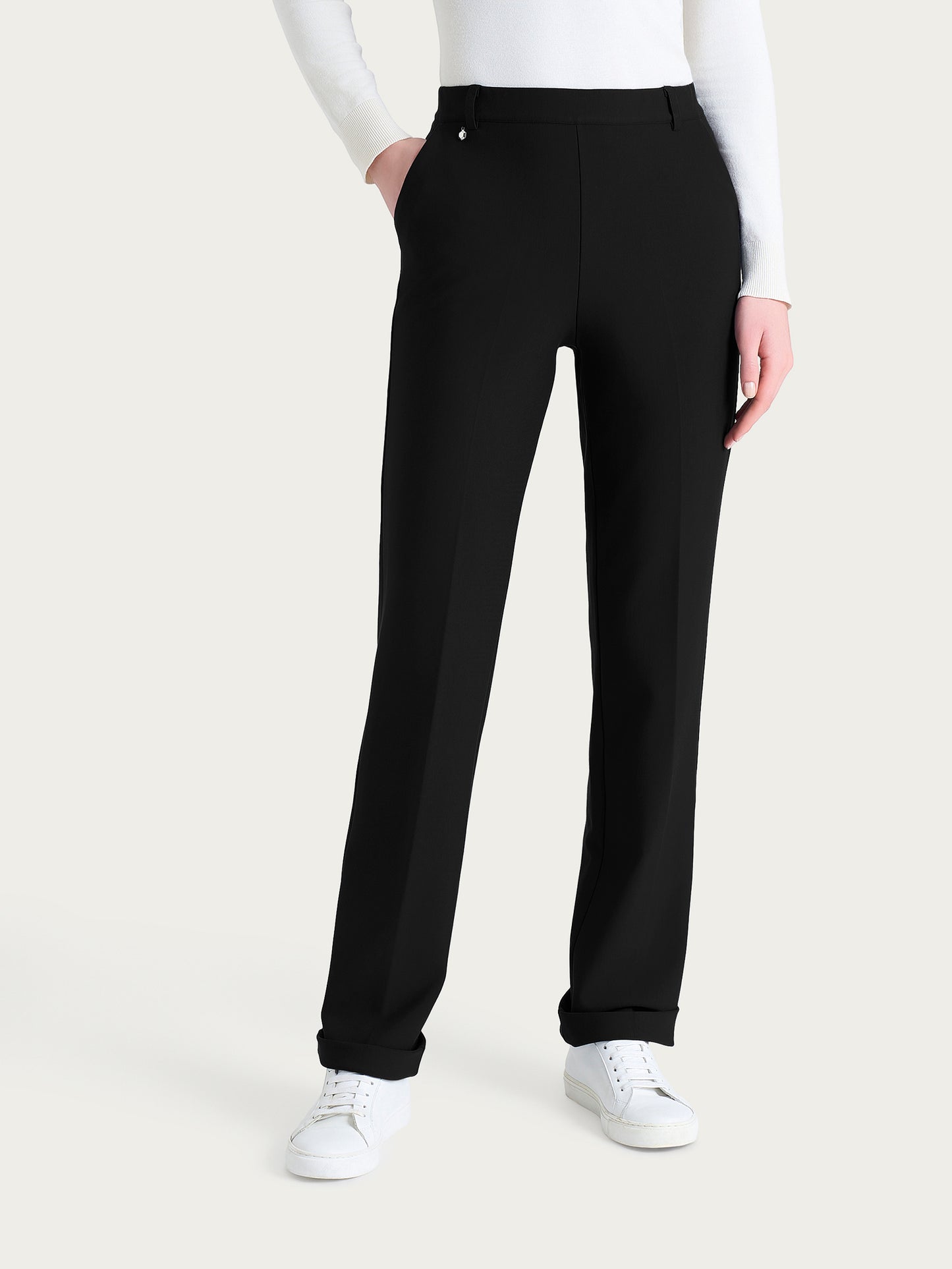 Pantalone ampio con tasche e risvolto in Compact DR34PL
