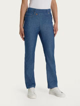 Jeans a gamba dritta con tasche e vita piatta DS88PP