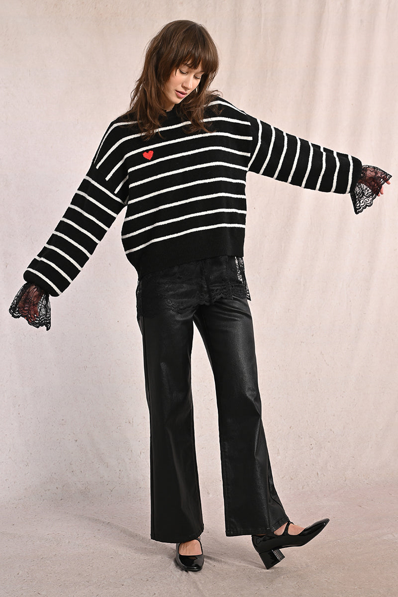 pantalone nero spalmato