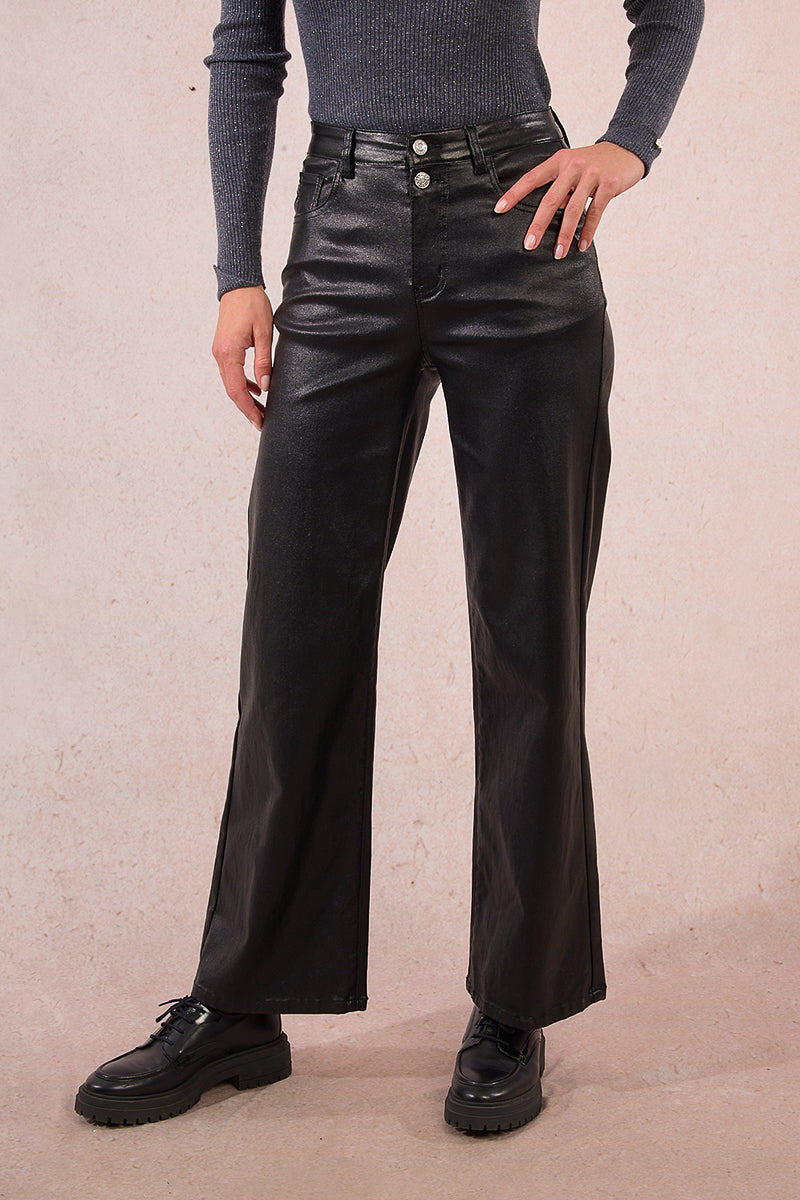 pantalone nero spalmato