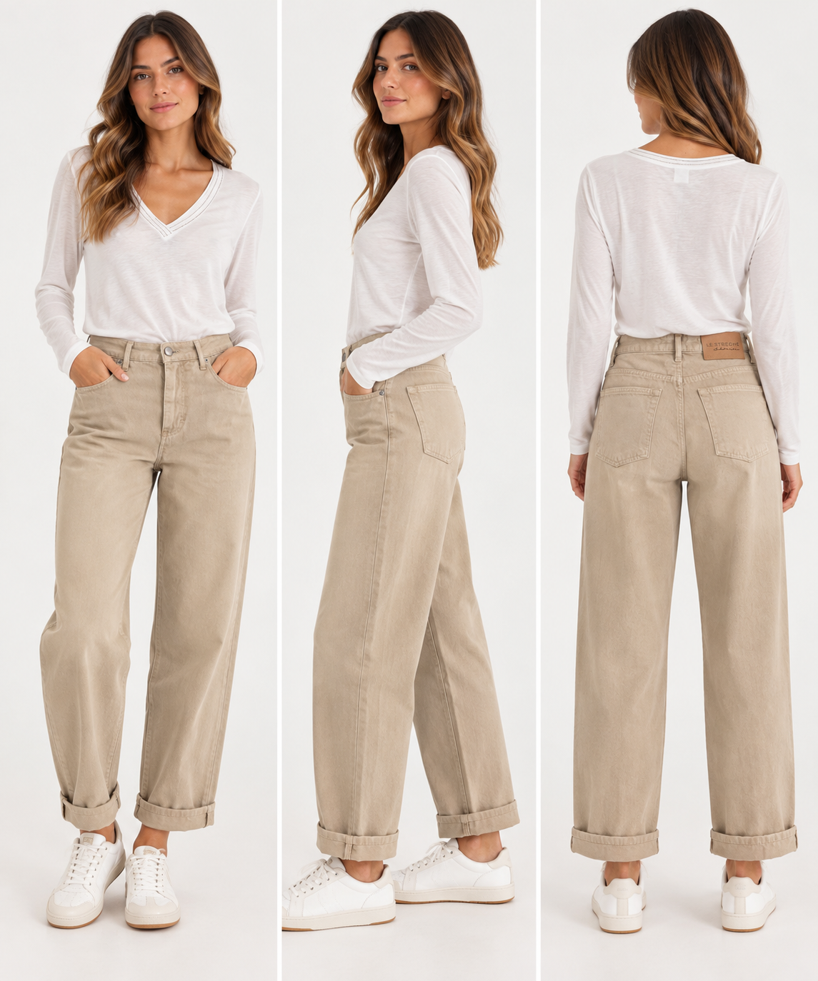Jeans Beige Relaxed Fit LE STREGHE p26Ls202