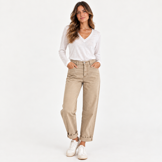 Jeans Beige Relaxed Fit LE STREGHE p26Ls202