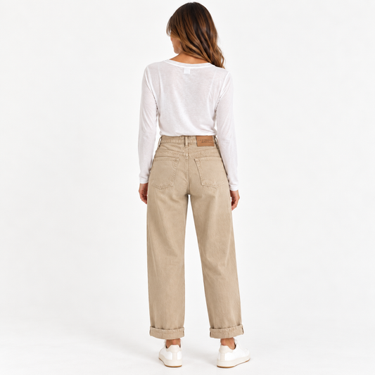 Jeans Beige Relaxed Fit LE STREGHE p26Ls202