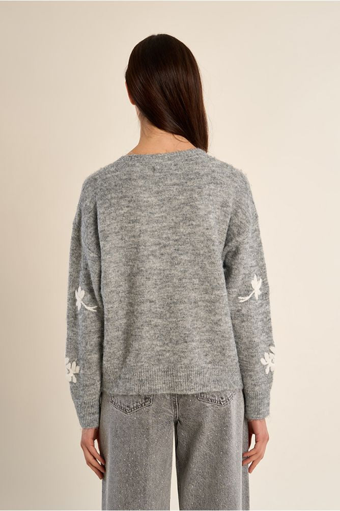 Cardigan con fiori ricamati