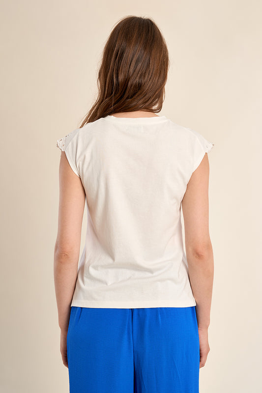 T-shirt in cotone con maniche ricamate LA1929EE