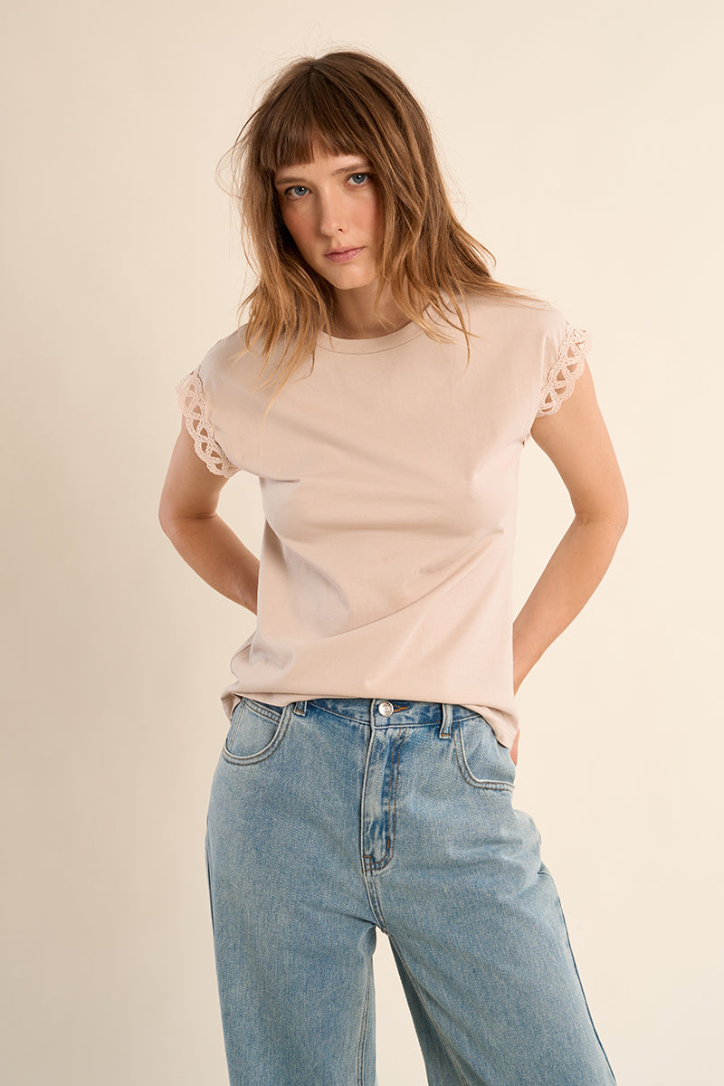 T-SHIRT CON MANICHE TRAFORATE T1783EP