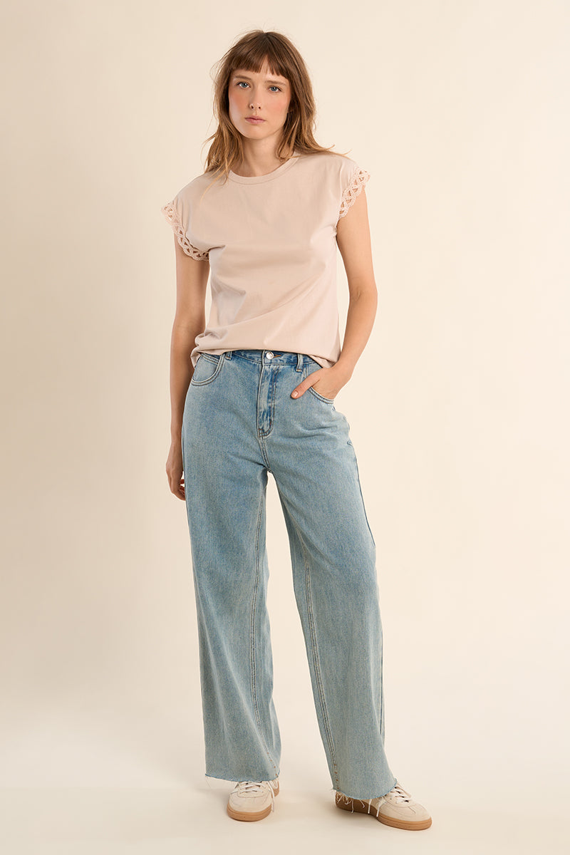 T-SHIRT CON MANICHE TRAFORATE T1783EP