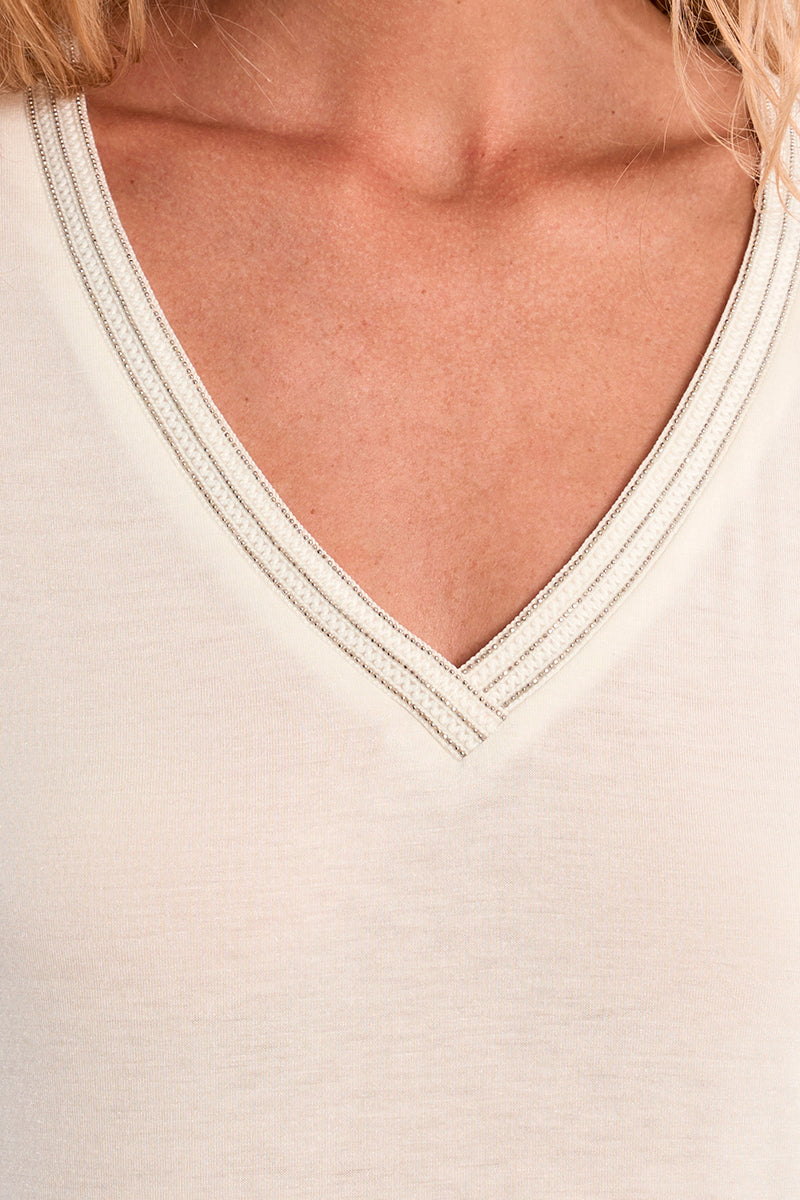 T-SHIRT V STRASS T2019EP