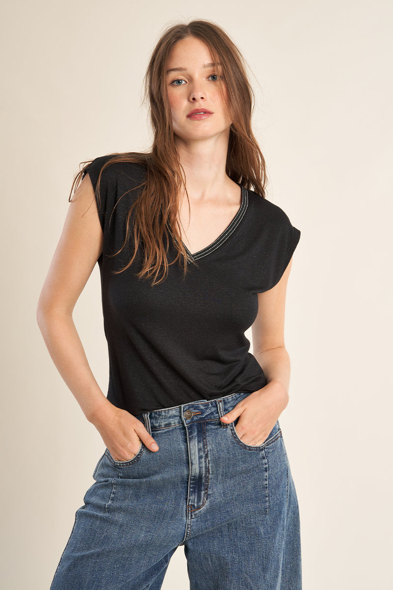 T-SHIRT V STRASS T2019EP