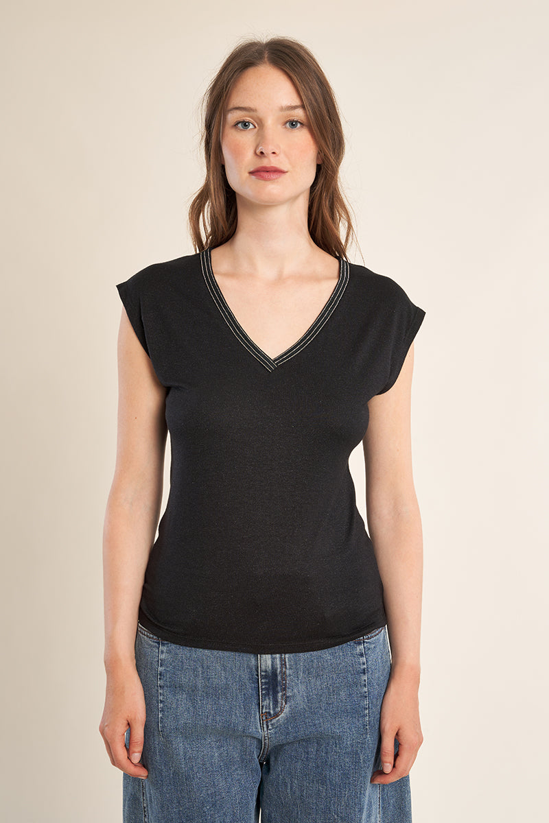 T-SHIRT V STRASS T2019EP