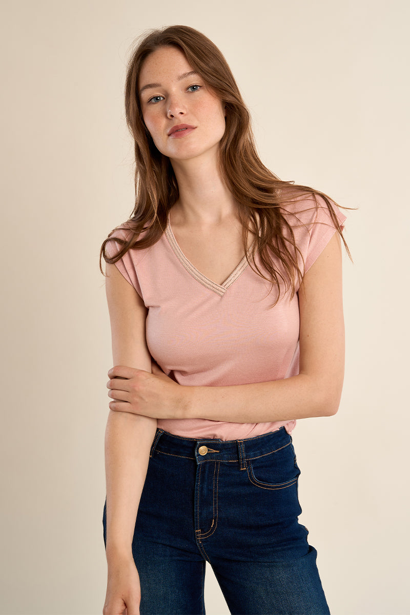 T-SHIRT V STRASS T2019EP